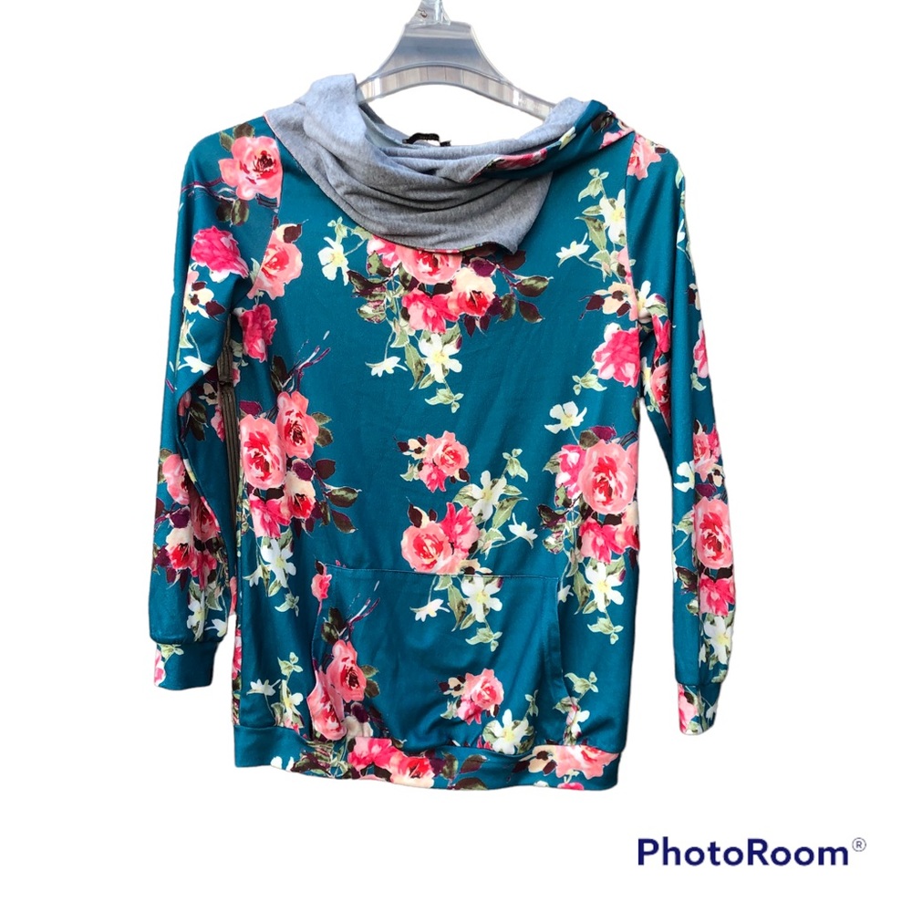 Miusey Floral hoodie Pullover Cottagecore Top Shirt Sz. Medium